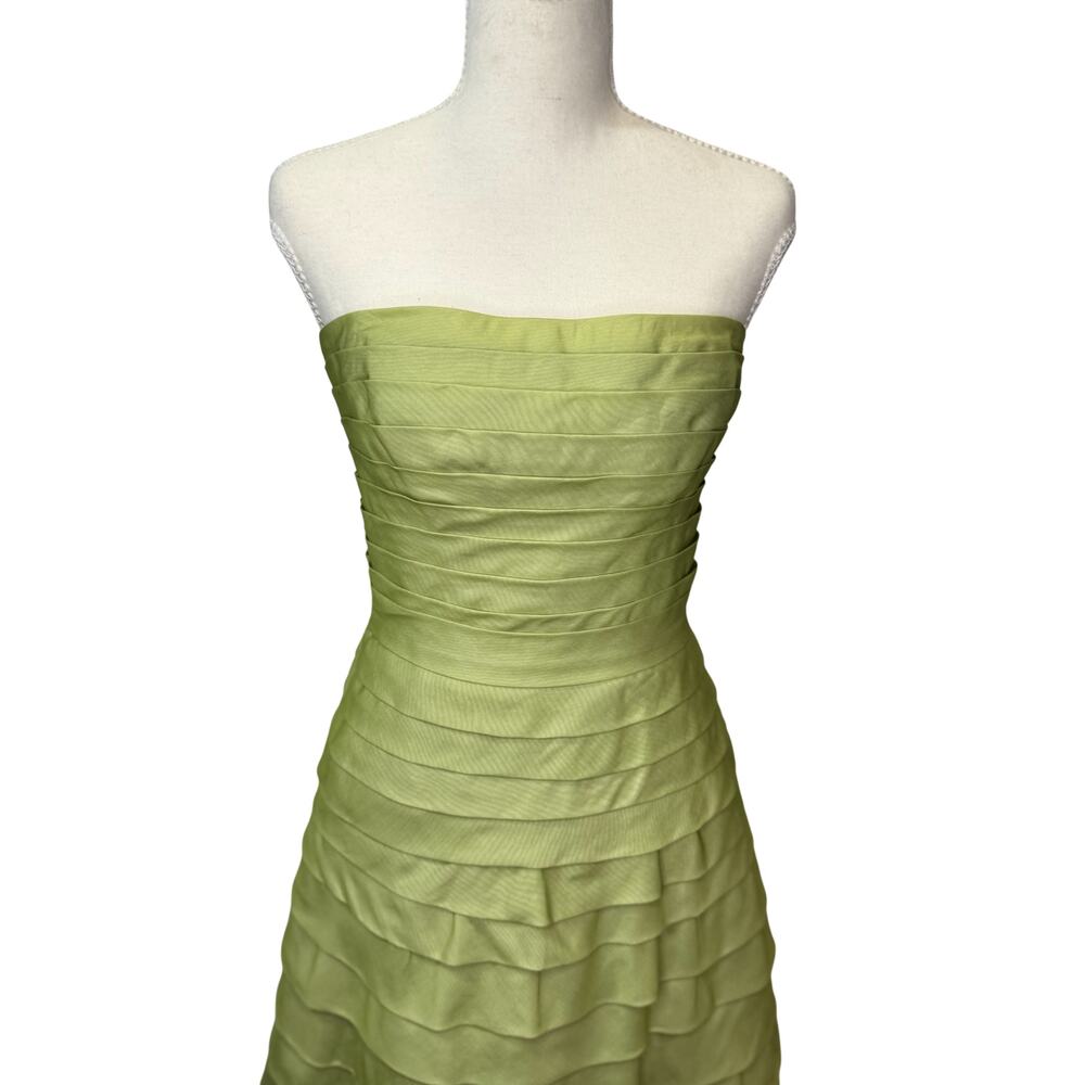 BCBGMAXAZRIA Silk Organza Tiered Bandage Dress Green Women’s 4 Garden Easter - Picture 13 of 16